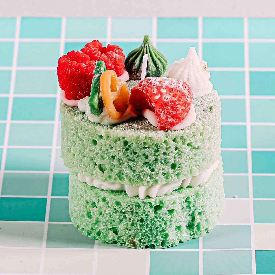 Nến thơm tạo hình: Mẫu matcha cake 2 tầng, hương matcha vanilla, 160g